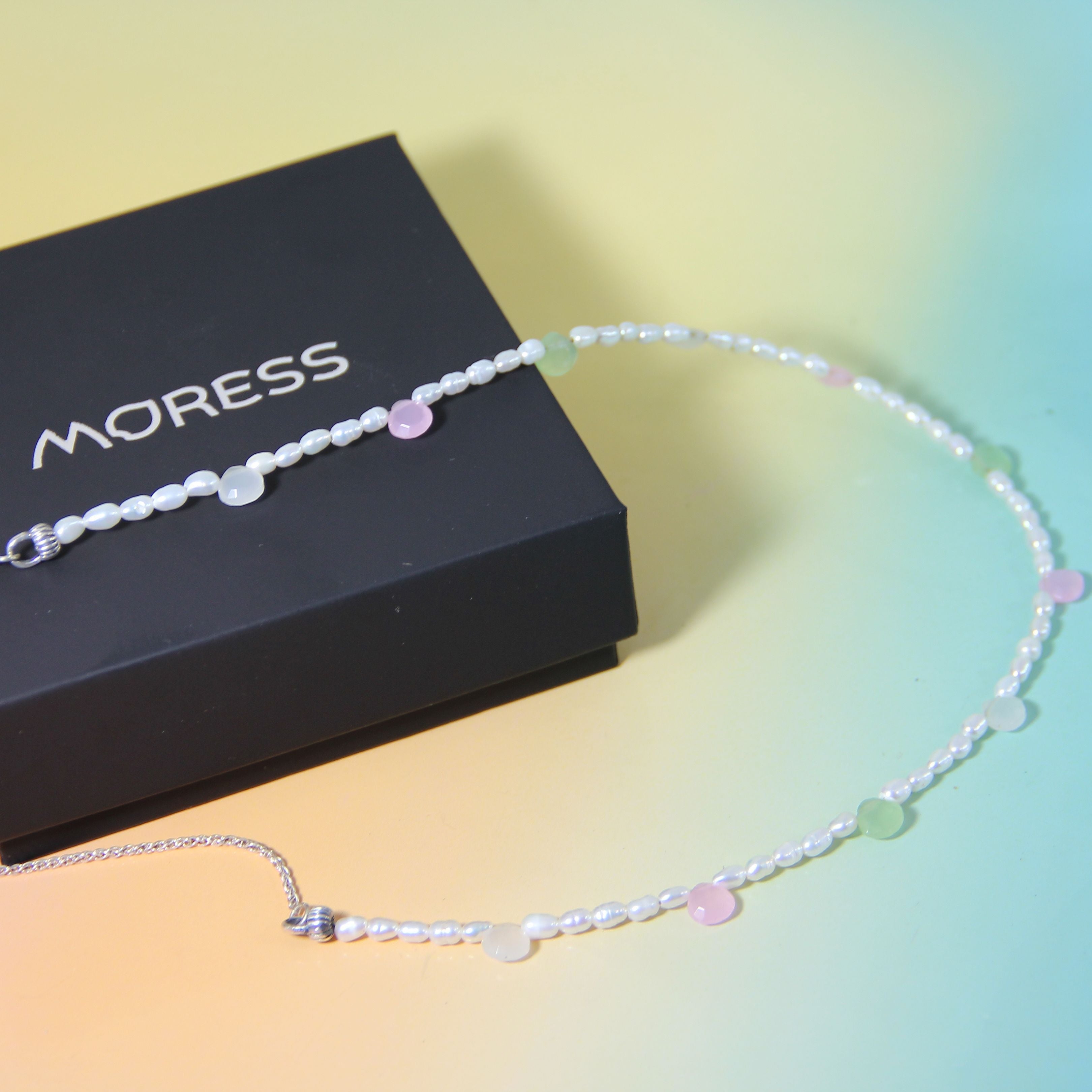 NEW! MoressPLAY Adjustable Pearl and Chalcedony Necklace