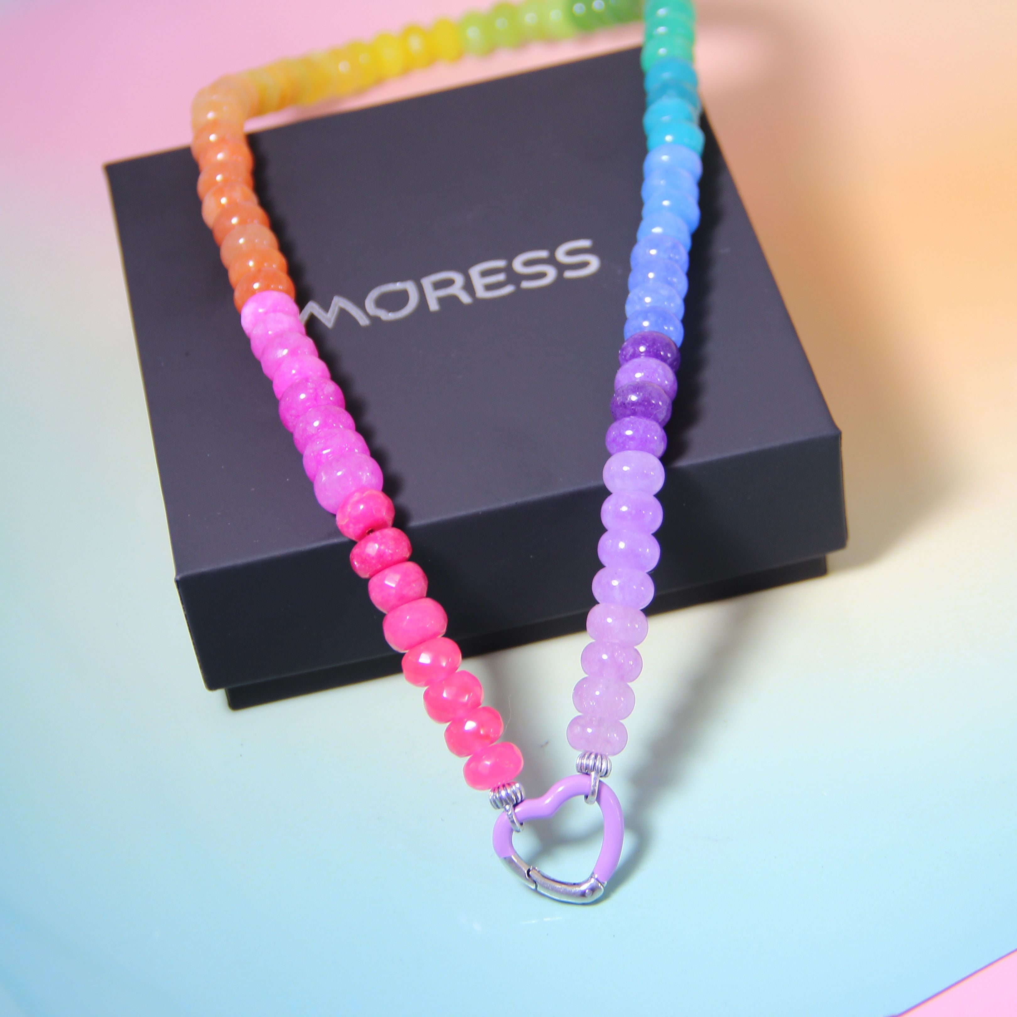 NEW! MoressPLAY Rainbow Quartz Necklace Set with Lock