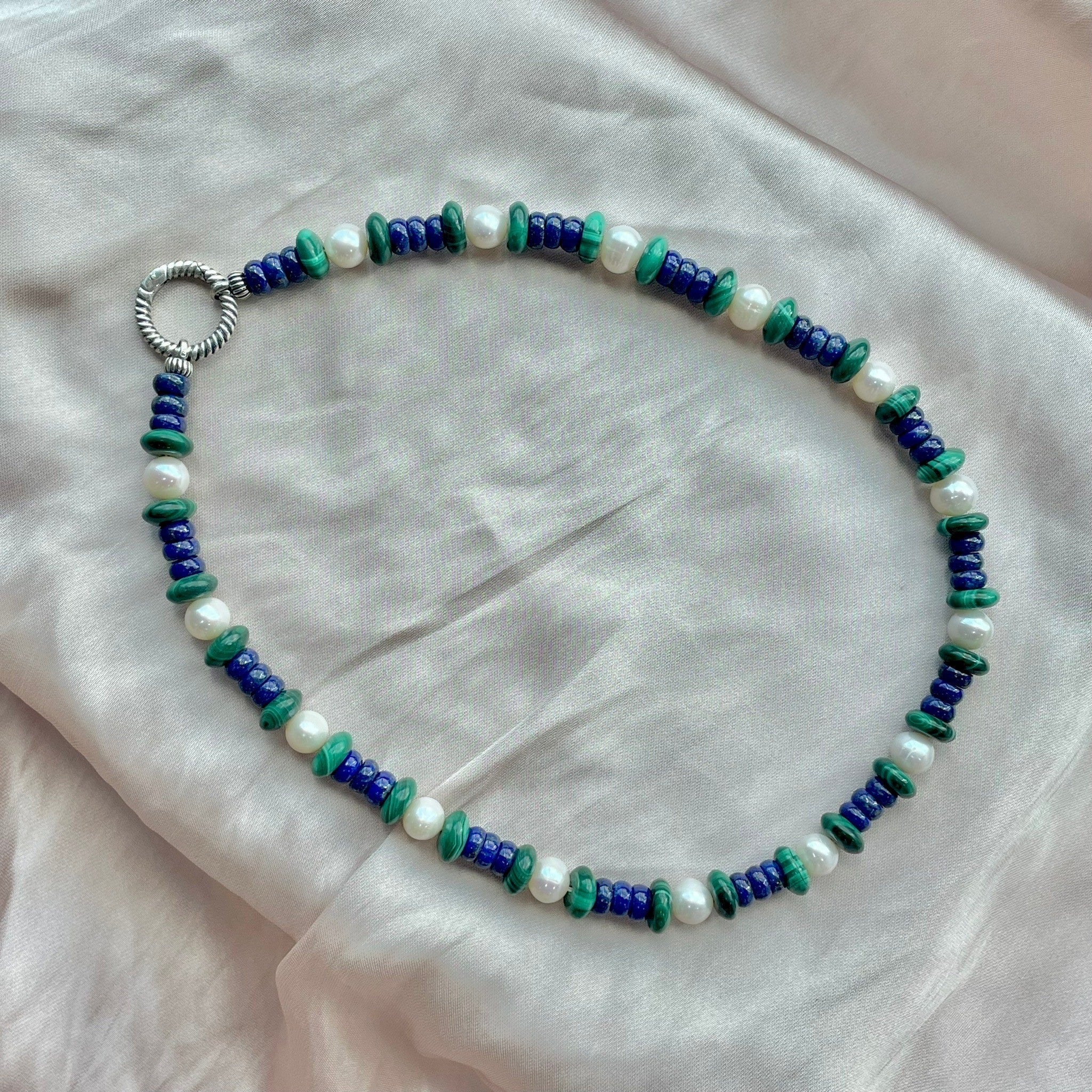 Prestige PLAY Necklace With Lapis Lazuli,Malachite and Pearl