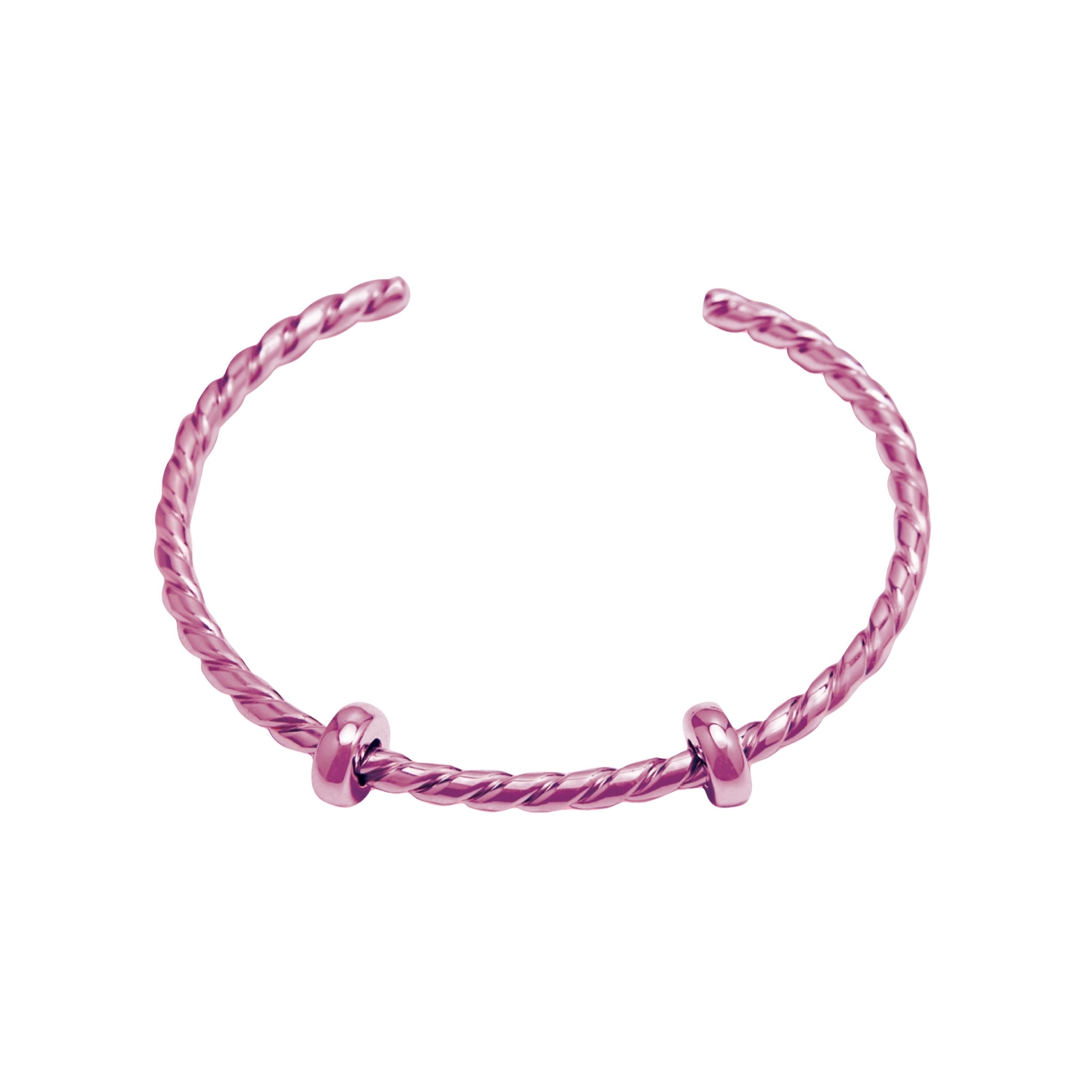 Joyful Pink: Sterling Silver Twisted Open Bangle