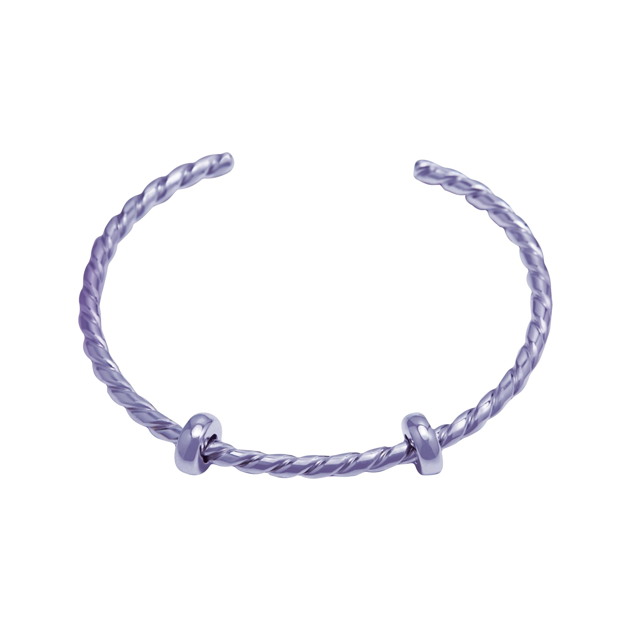 Pastel Purple: Sterling Silver Twisted Open Bangle