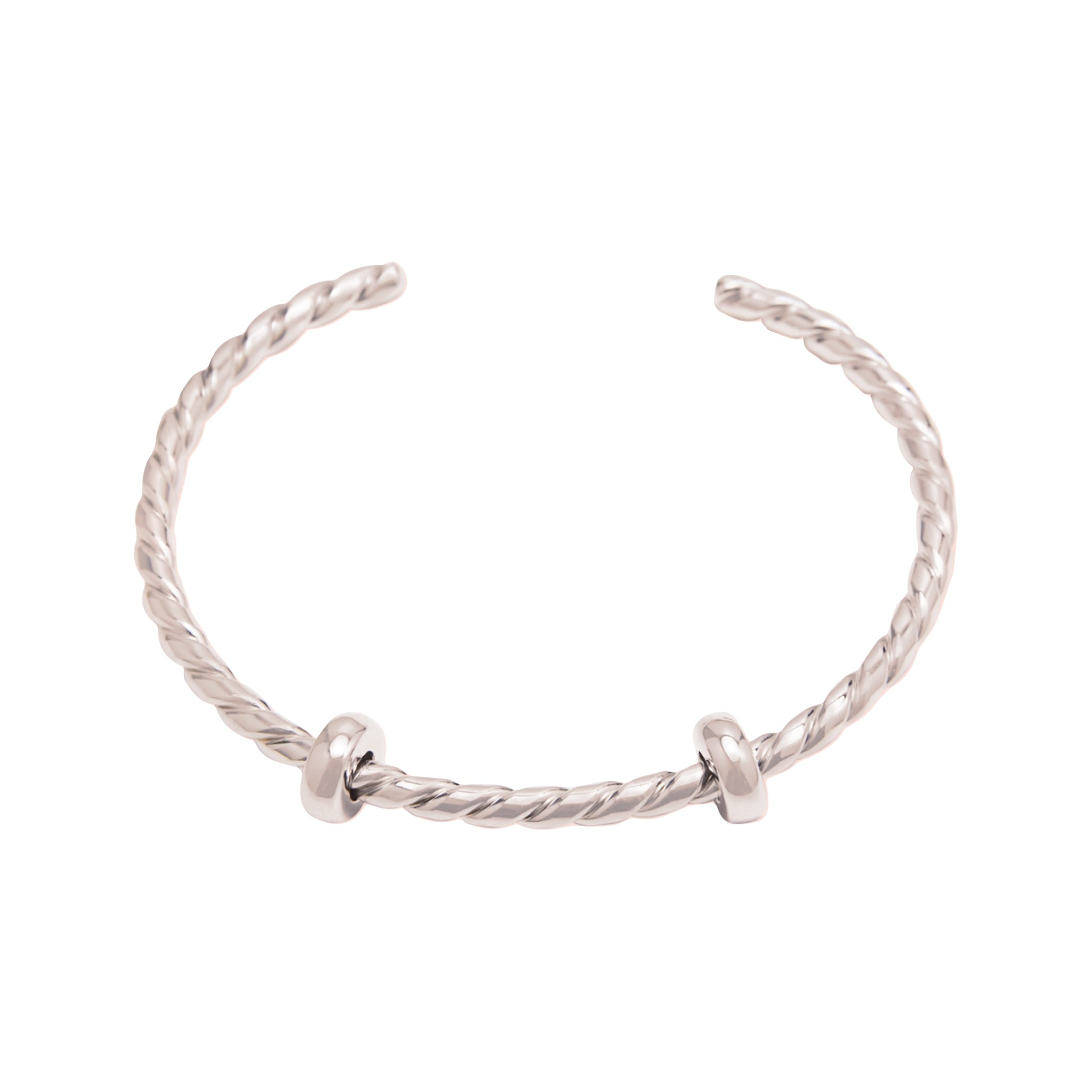 Pastel Pink: Sterling Silver Twisted Open Bangle
